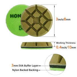 HONGUIS 3 inch *10mm Diamond Polishing Pads,Grit 50 Set of 3, Resin Bond Concrete Polishing Pucks, for Concrete Cement Rerrazzo Marble Granite Floor, Grit 50…