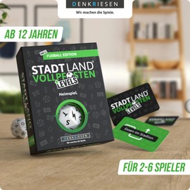 DENKRIESEN - Stadt Land Vollpfosten Levels - Football Edition - Home Game | 60 Cards | Ages 12+ | Approx. 30 min | 2-6 Players | Family Game | Travel Game | City Country River