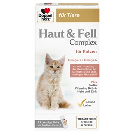 Doppelherz Skin & Fur Complex for Cats - To Support Skin Function for Dermatosis and Excessive Hair Loss - 25 Licks