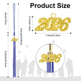 2026 Graduation Tassel for Graduation Cap, Blue and White Class of 2026 Tassels with Golden Charm for Academic Memorial Graduations Hat Decorations Accessories Grad Ceremonies Party Favors Supplies