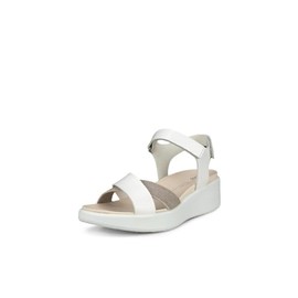 ECCO Women's Flowt Wedge Luxury Crossband Sandal, White, 7-7. 5