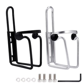 Bottle Holder Bicycle Ultralight Robust Aluminium Holder with Screws for Bicycles Mountain Bikes Wheelchair Black Silver Pack of 2