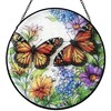 Butterfly Stained Glass Window Hanging, 7.87inch/20cm Flower Sun Catcher Indoor