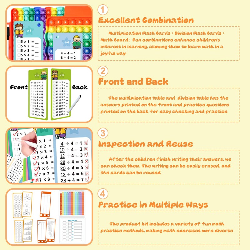 Multiplication Flash Cards + Division Flash Cards + Math Board