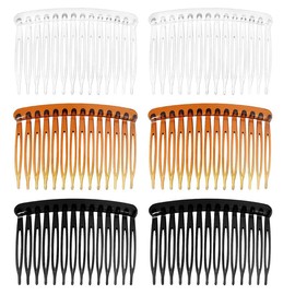 LEEQ Pack of 6 Side Combs - Plastic Side Combs with 14 Teeth Hair Comb for Women