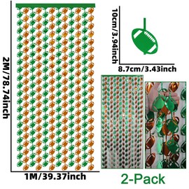 Football Party Backdrop Decorations - Football Tinsel Curtains - Green Brown Tinsel Fringe Streamers for Game Day Birthday Sports Theme Party Decor Photo Booth Xmas Supplies, 2 Pack, 3.3x6.6 ft