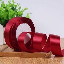 Wine Red Stain Ribbon 1 1/2 Inch,25 Yards Wine Red Solid Fabric Ribbons for Gift Wrapping Floral Bouquets Wedding Party Decoration