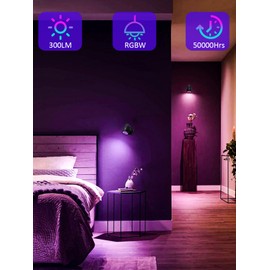 DOREIO Spot Lights Indoor 3W RGB Uplighting Indoor Spotlight Lamp for Plants 120V Up Lights Christmas Decor US 2-Plug 6 FT Cord with Floor Foot Switch (1 Pack with Base)