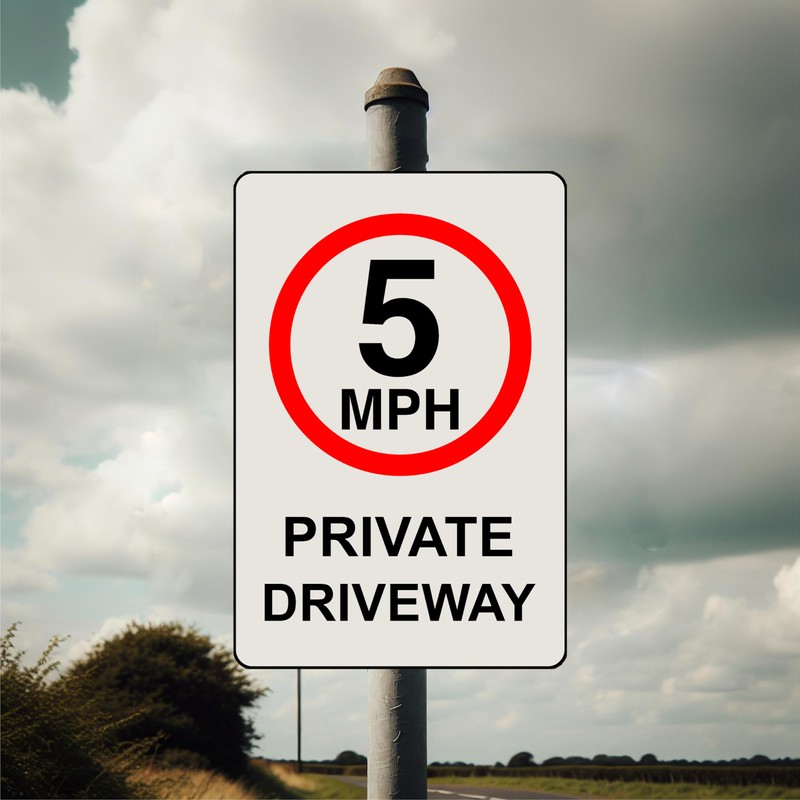 5mph private driveway Safety Sign - 1.2mm Rigid plastic high-visibility