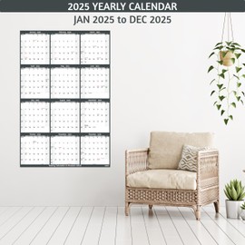 2025 Dry Erase Calendar – Large Yearly Wall calendar 2025, 38.2'' x 25.2'', 2-Side Reversible Calendar 2025, Vertical/Horizontal, Jan 2025 – Dec 2025, 2025 Wall Calendar with Notes, Stickers - Grey
