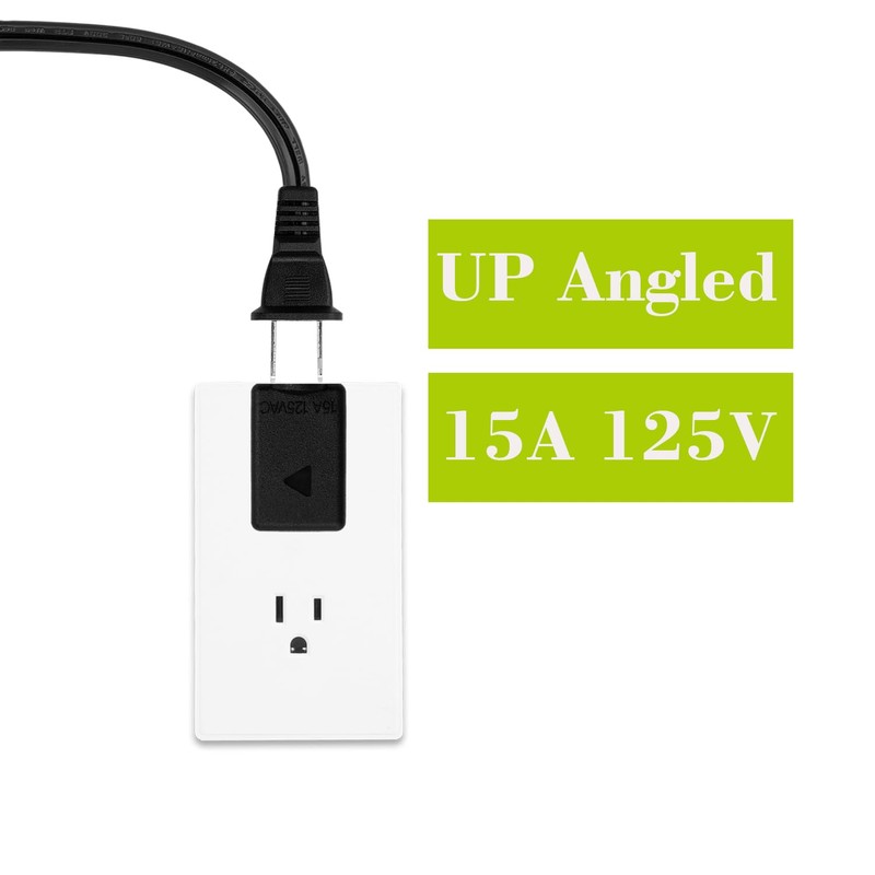 Right Angle Adapter,2-Prong 90 Degree Upward Angled AC Adapter, Polarized
