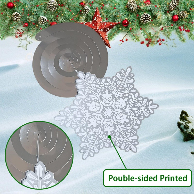 44 PCS Snowflake Christmas Hanging Swirl Decorations, Silver Snowflakes Plastic