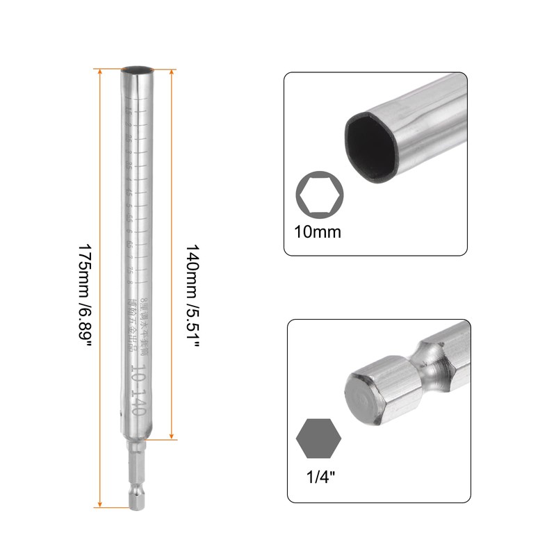 HARFINGTON Hollow Socket, 10mm x 140mm Deep Well Power Nut