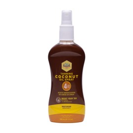 Beach Vibes - Bronceador Aceite de Coco 4 FPS 240 ml Fórmula enriquecida con Aceite de Coco y Vitamina E, altamente humectante. Potenciador de bronceado y protección contra la deshidratación y el sol.