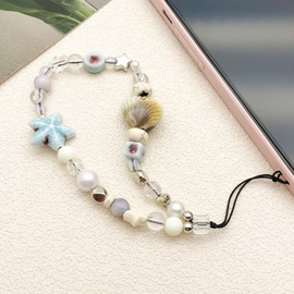MOTOFITOOL Beaded Camera Wrist Strap Cute Digital Camera Charm Lanyard Phone Charms Beaded Keychain Camera Wrist Strap with Shell Beads Charms for Women