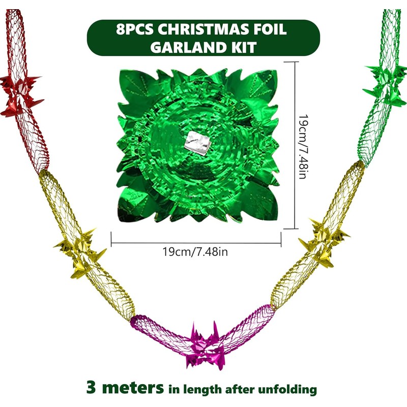 AUXHCYL 8Pcs Christmas Ceiling Decorations, Foil Christmas Hanging Garlands for