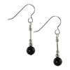 Small Black Onyx Gemstone & Sterling Silver Hook Drop Earrings