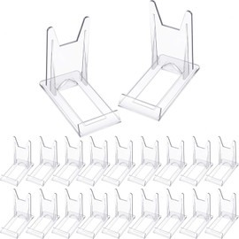 Zonon Acrylic Plate Stands Plastic Display Holders Picture Plate Holders Clear Mini Easels Stands to Display Pictures or Plate for Home Office Supplies Festival Party Decoration (20 Pieces)
