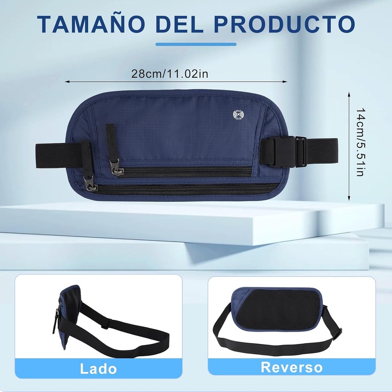 2PCS Cinturón de Viaje Antirrobo con Protección RFID,Soporte para Pasaporte,