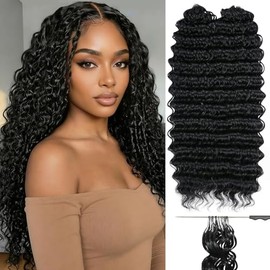 Feather Crochet Hair miracle knots hair 16inch 100Strands Deep Wave Hair for Invisible miracle Knot Crochet Hair Extensions for Black Women (1B#, 16 Inch ((100Strands))