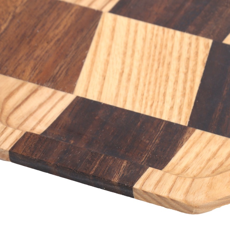 Grid Pattern Wood Plate Fruit Dishes Holder Tea Tray Dessert