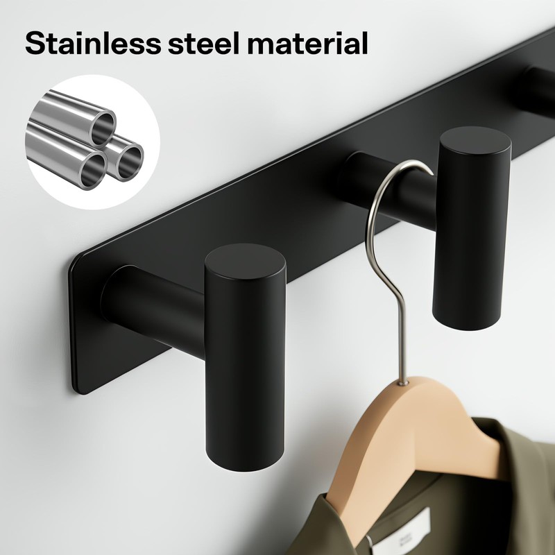 Black Coat Hooks, Wall Mounted Coat Rack – 3 Hoooks