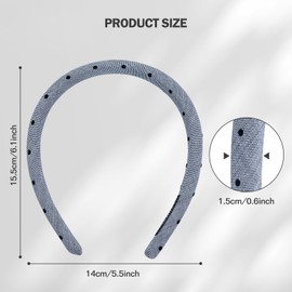 Cinaci 5 Pieces Polka Dot Soft Comfortable Sponge Padded Headbands Hair Bands Hoops Hair Accessories for Women Girls