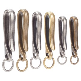 WEBEEDY Pack of 6 Brass Solid U-Shape Hook Car Key Ring Japanese Fish Hook Purse Holder Belt Clip for Men Wallet Chain Accessories, multicoloured