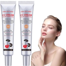 LUHI Crema CC,Crema de Maquillaje Base Correctora,Crema solar con protección CC,Base de Cobertura Total, Crema hidratante,Aumenta la Luminosidad de la Piel, Mejora la Elasticidad de la Piel.(2PCS)