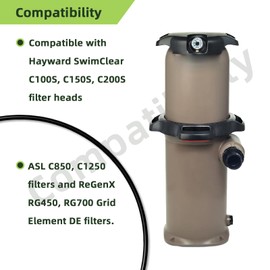 Filter Head O-Ring Compatible with CXFHR1001 / RGX45G for Hayward SwimClear C100S, C150S, C200S, Hayward ReGenX RG450, RG700, ASL C850, C1250 Filter Heads