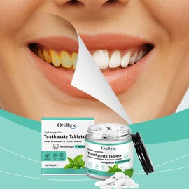 Oralhoe Mint Whitening Toothpaste Tablets Oral Odor Removal Fresh Breath Portable Toothpaste Chewable Tablets - quantity: 2 pcs