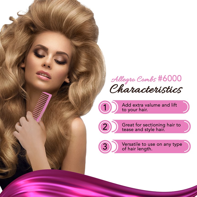 Allegro Combs 6000 Wide Tooth Vented Hair Combs - Set