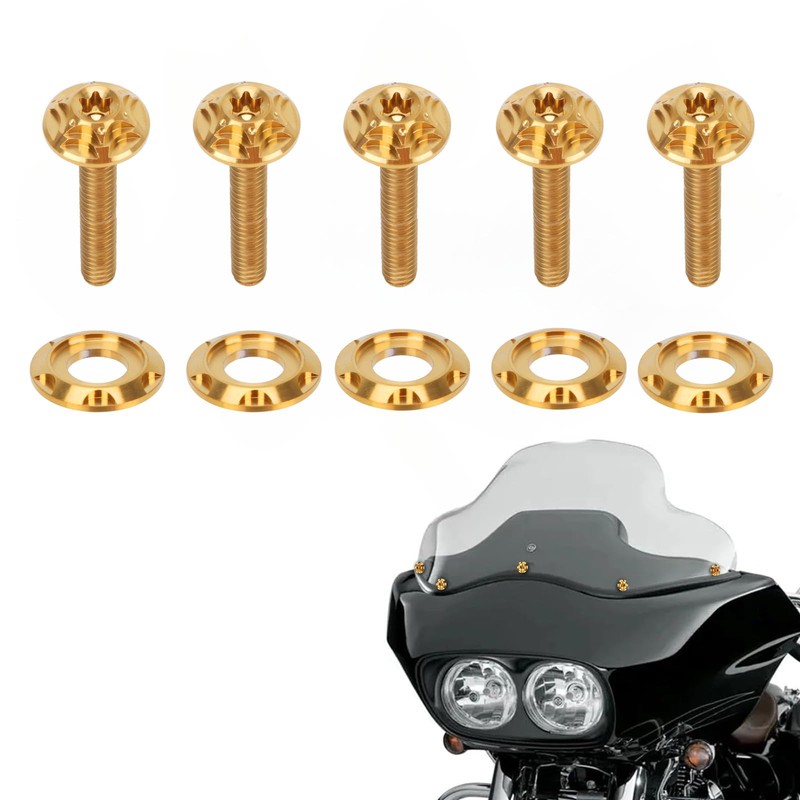 TDZ Gold Titanium Windshield Bolts, Windscreen Screws, Fairing Bolts for