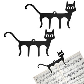 YHNTGB 2 PCS Metal Music Book Clips Page Holders Sheet Music Page Holder Clips for Sheet Music Stands Cute Cat Shaped Metal Music Bookmark for Piano, Book, Keyboard Reading (black)