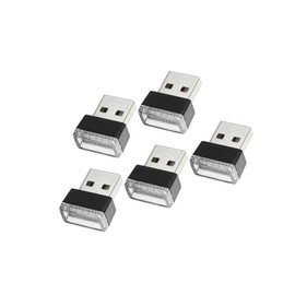 Partuto 5pcs Ice Blue USB LED Night Light Car Interior Decoration Portable Replacement