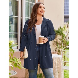 IN'VOLAND Raincoats for Women with Hood Plus Size Lightweight Rain Jacket Active Outdoor Waterproof Coat