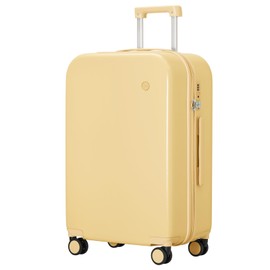 mixi Luggage Suitcase with Spinner Wheels, Hardside Rolling Suitcase PC with Cover & TSA Lock Lightweight Travel Case 26in Checked in, Lark Yellow