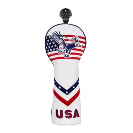 Golf Club Cover USA Eagle Putter Cover Driver Covers Fariway Wood Headcover Hybrid Cover Blade Putter Headcover Leather Golf Headcovers for All Brand (for Fariway Wood)