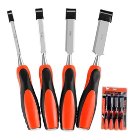 AUERQXZ 4 Piezas Juego de cinceles para trabajar, Hoja de borde biselado de acero CR-V, 1/4", 1/2", 3/4", 1 ", Ideal para tallar, cortar, recortar