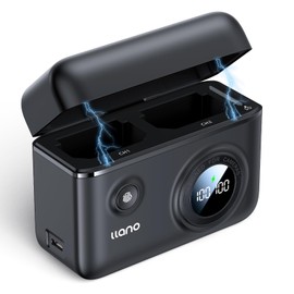 llano 18W Fast Dual Camera Battery Charger for DJI Osmo Action 5 Pro, Action 4 and 3, Smart Digital Display, Magnetic Snap Cover