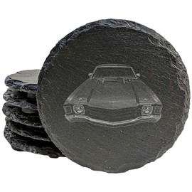 70s Style, Modern Function: 1972 Chevelle Coasters for Car Fans - Round Slate - set of 6