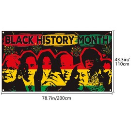 Black History Month Backdrop Banner 78 x 43 Inch Large Size, Red Orange Green Background Banners African American Party Decorations Supplies for Black History Month February Celebration Decorations