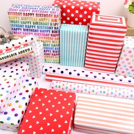 Birthday Wrapping Paper, 10 Sheets Pastel Wrapping Papers with Dots Hearts, recycled Kraft Wrapping Paper for Kids Boys Girls, Gift Wrapping Papers for Birthday Wedding Baby Shower, 50CM X 70CM