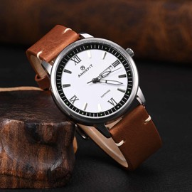 ANNEFIT Watch Strap 18 mm 20 mm 22 mm for Men Women Italian Vintage Leather Strap Quick Release Genuine Replacement Strap, Leather, No gemstone