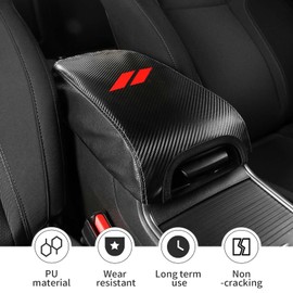 Linskip Center Console Cover Compatible with 2011-2023 Dodge Charger, Leather Armrest Pad Cover for Charger Interior Accessories(Black Carbon)