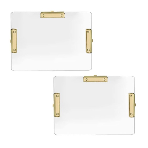 JIARI 2 Pack Clear Acrylic Horizontal with 3 Clip Clipboard