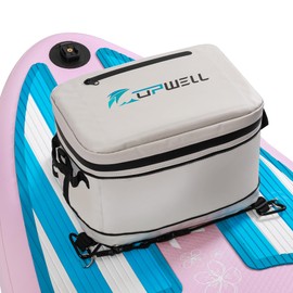 UPWELL Paddleboard Accessories SUP Cooler Deck Bag, PVC Paddle Board Dry Bag, 30 Cans Surf Cooler Bag for Paddle Board, Kayak, Grey Soft Small Camping Cooler for Travel Beach Waterproof
