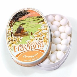 Abbaye de Flavigny Oval Traditional Tin Orange Flower Flavored Anise drops all natural, 1.8 oz, One