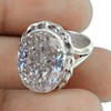 White Cubic Zircon Genuine Gemstone Oval Ring, Solid 925 Sterling