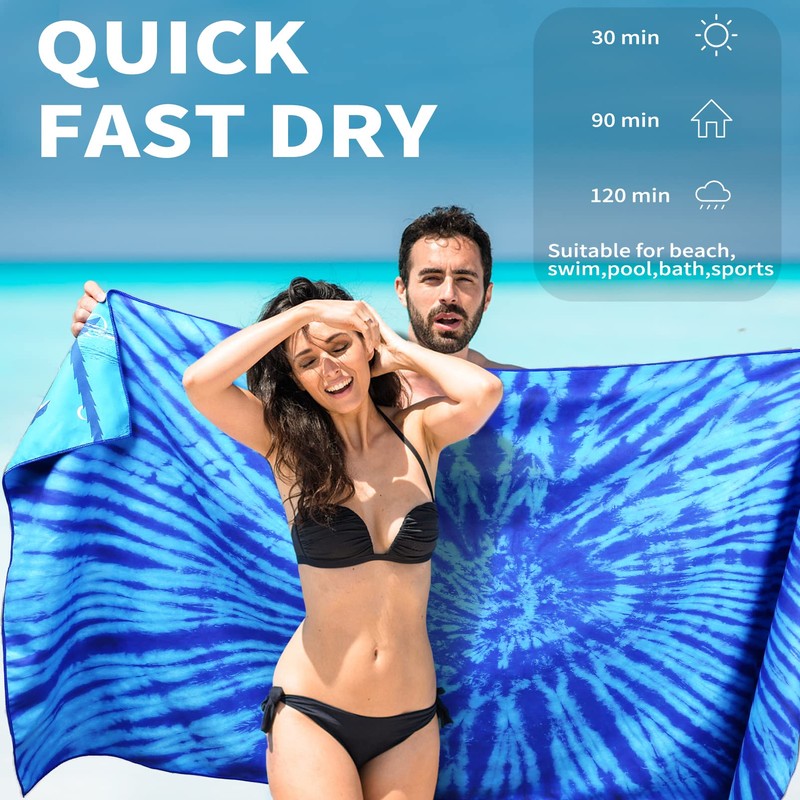 2 Pack Lightweight Thin Beach Towel Oversized 71"x32" Big Extra